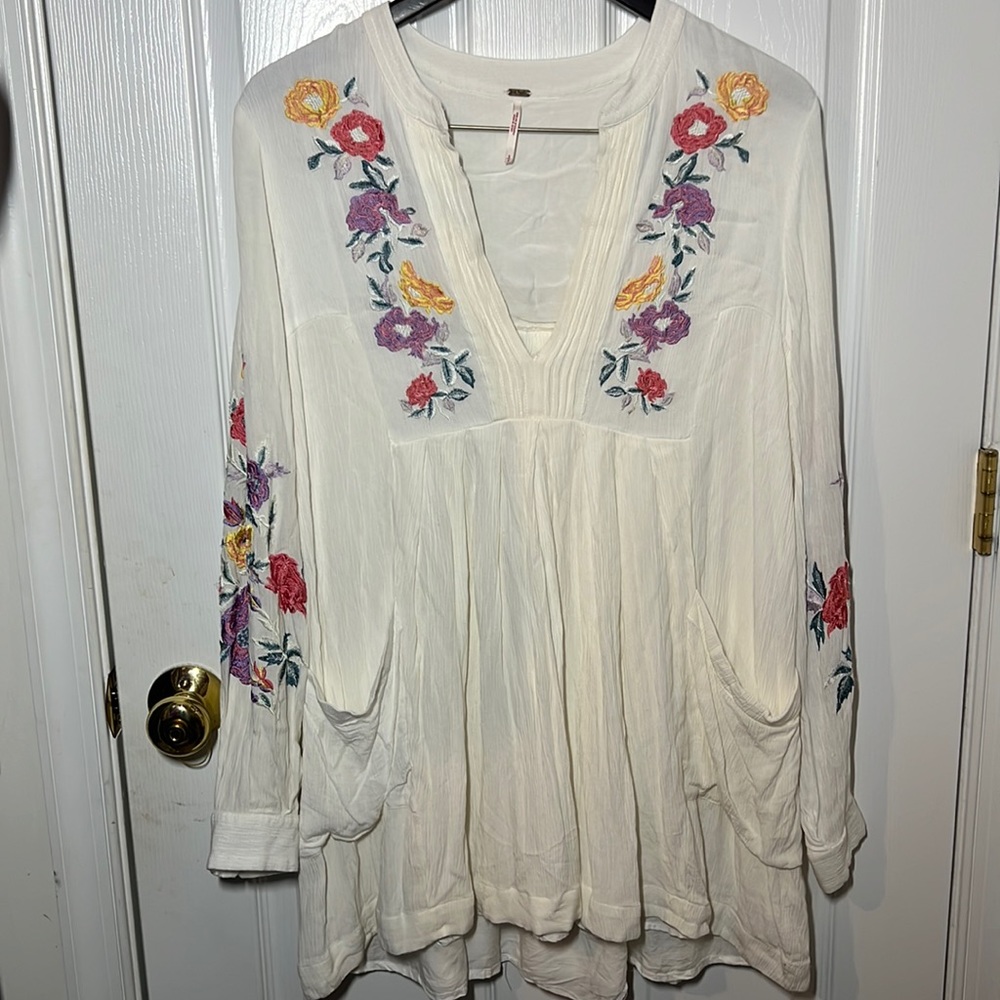 Free People embroidered top, size S